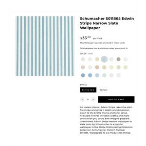 NWT SCHUMACHER Wallpaper Edwin Stripe 5011865 Slate 1 Double Roll Blue Sealed